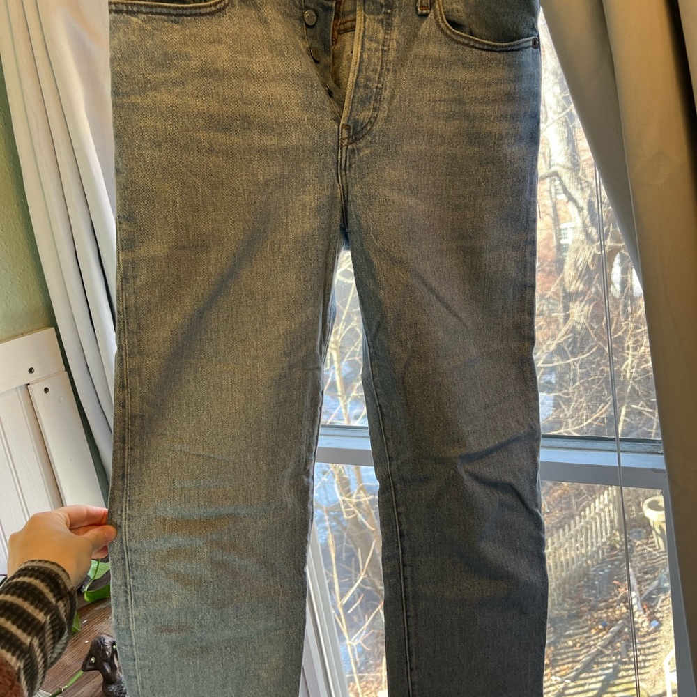 Blue Straight Leg Jeans with Relaxed Fit